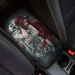 Romantic Couple Skulls Red Roses Printed Car Center Console Cover