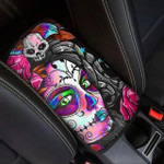 Colorful Skull Girl Cool Style Printed Car Center Console Cover