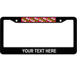 Pattern Of 4 Flags Maryland State Custom Text Car License Plate Frame