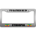 I Would Rather Be In Ethiopia Flag Pattern Car License Plate Frame