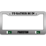 I Would Rather Be In Pakistan Flag Pattern Car License Plate Frame