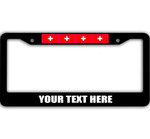 4 Flags Of Switzerland Pattern Custom Text Car License Plate Frame