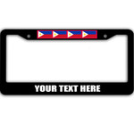 4 Flags Of The Philippines Pattern Custom Text Car License Plate Frame