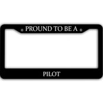Pround To Be Pilot Black License Plate Frames Car Decor Accessories