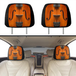 3D Violin For Music Lover Car Headrest Covers Set Of 2