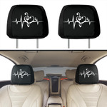 Music Heart Beat Bacsic Art Car Headrest Covers Set Of 2