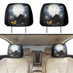 Piano And Jack O Lantern Moonnight Car Headrest Covers Set Of 2