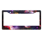 Design Red Cosmo Nebula Galaxy Pattern Background License Plate Frame