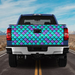 Marine Teal Mermaid Scales Pattern Truck Tailgate Decal Car Back Sticker
