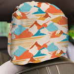 Decorative Background With Colorful Mountain Retro Style Car Headrest Covers Set Of 2