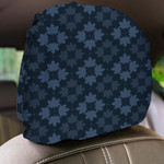 Dark Blue Maple Leaf Canadian Pattern With Dots Car Headrest Covers Set Of 2