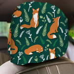Daily Moments Of Cute Fox In Green Forest Design Car Headrest Covers Set Of 2