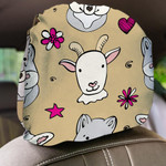 Cute Wild Animals Wolf Sheep And Goat Car Headrest Covers Set Of 2