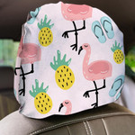Cute Flamingos Pineapples And Flip Flops Car Headrest Covers Set Of 2