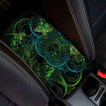Turtles And Algae On A Turquoise Background Car Center Console Cover