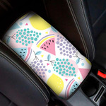 Sweet Fruits Of Summer Including Watermelon Grape Lemon And Orange Car Center Console Cover