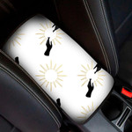 Black Woman Hands And The Sun On White Background Car Center Console Cover