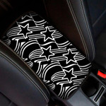 Black And White Outline Striped And Stars Pattern Car Center Console Cover