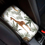 Beautiful Tropical Palm Jungle With Giraffe And Tiger Car Center Console Cover