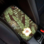 Beautiful Tropical Hibiscus Flowers Leopard And Tiger Car Center Console Cover