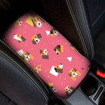 Beagle Dogs Square Triangle In Pink Car Center Console Cover