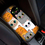 Background With Gray White Black Ginger And Siamese Cat Car Center Console Cover