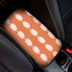 Autumn Orange And Pink Pastel Vertical Striped Oak Leaves Car Center Console Cover