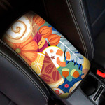 Autumn Fruits Cut In Half With Leaves Illustration Car Center Console Cover
