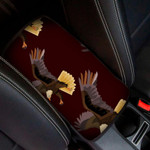 An Eagle Flying Split On Dark Red Background Car Center Console Cover