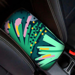 Abstract Painting Free Hand Leaves Pattern Car Center Console Cover