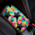 Abstract Modern Repeating Geometric Stars And Triangles Car Center Console Cover