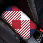 Abstract American Flag Colors Geometric Pattern Car Center Console Cover