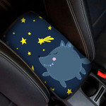 A Lonely Cute Wolf Looks At The Moon Car Center Console Cover