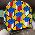 Yellow Background Independence Day Uncle Sam Hat Car Headrest Covers Set Of 2