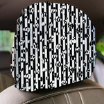 Wild African Stripe Abstract Leopard Skin Car Headrest Covers Set Of 2