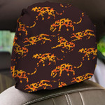 Wild African Leopards With Abstract Brown Style Car Headrest Covers Set Of 2