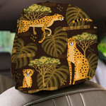 Wild African Leopards In The Jungle Car Headrest Covers Set Of 2