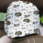Wild African Leopard With Kissing And Biting Lips Car Headrest Covers Set Of 2