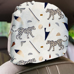 Wild African Leopard With Hand Drawn Boho Car Headrest Covers Set Of 2