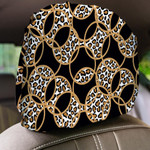 Wild African Leopard With Circles On Black Car Headrest Covers Set Of 2