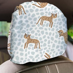 Wild African Leopard With Blue Spots On White Car Headrest Covers Set Of 2