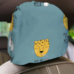 Wild African Cute Leopard And The Text Yes But First Milk Car Headrest Covers Set Of 2