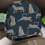 Wild African Abstract Textured Naughty Leopards Car Headrest Covers Set Of 2