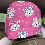 White Cat Face On Pink Background Car Headrest Covers Set Of 2