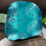 White Boho Mandalas And Blue Topaz Crystals Car Headrest Covers Set Of 2