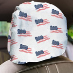 Watercolor Painting Patriotic Flag Of USA On White Background Car Headrest Covers Set Of 2