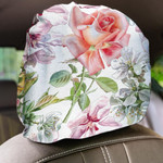 Watercolor Orange Pink Roses Flower Branches Art Design Car Headrest Covers Set Of 2