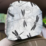 Water Lilies And Dragonflies Vintage Style Car Headrest Covers Set Of 2