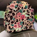 Vintage Style Mixed Leopard Skin Background Car Headrest Covers Set Of 2