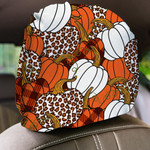 Various Leopard And Buffalo Plaid Pumpkin Car Headrest Covers Set Of 2